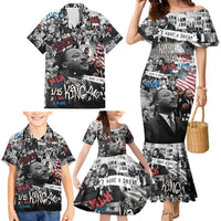 Martin Luther King Day Tribute Family Matching Mermaid Dress and Hawaiian Shirt Civil Rights Collage and Classic American Street Graffiti Colors - Wonder Print Shop