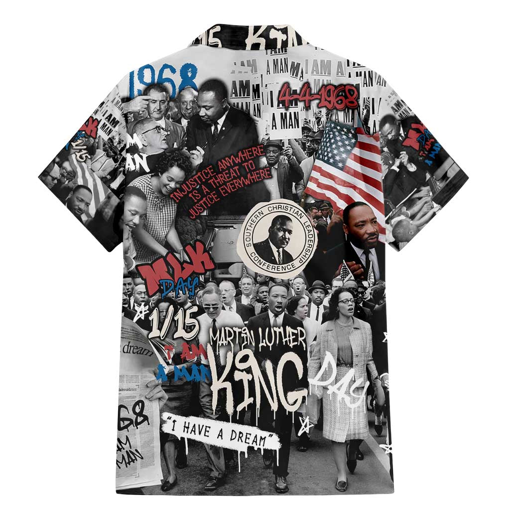 Martin Luther King Day Tribute Family Matching Mermaid Dress and Hawaiian Shirt Civil Rights Collage and Classic American Street Graffiti Colors - Wonder Print Shop