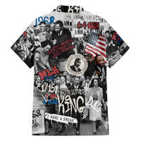 Martin Luther King Day Tribute Family Matching Off The Shoulder Long Sleeve Dress and Hawaiian Shirt Civil Rights Collage and Classic American Street Graffiti Colors - Wonder Print Shop