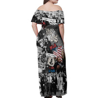 Martin Luther King Day Tribute Family Matching Off Shoulder Maxi Dress and Hawaiian Shirt Civil Rights Collage and Classic American Street Graffiti Colors - Wonder Print Shop