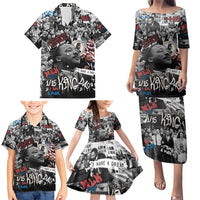 Martin Luther King Day Tribute Family Matching Puletasi and Hawaiian Shirt Civil Rights Collage and Classic American Street Graffiti Colors - Wonder Print Shop