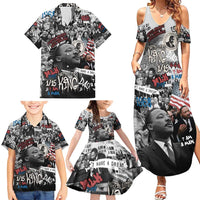 Martin Luther King Day Tribute Family Matching Summer Maxi Dress and Hawaiian Shirt Civil Rights Collage and Classic American Street Graffiti Colors - Wonder Print Shop