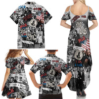 Martin Luther King Day Tribute Family Matching Summer Maxi Dress and Hawaiian Shirt Civil Rights Collage and Classic American Street Graffiti Colors - Wonder Print Shop
