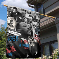 Martin Luther King Day Tribute Garden Flag Civil Rights Collage and Classic American Street Graffiti Colors - Wonder Print Shop
