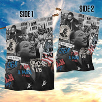 Martin Luther King Day Tribute Garden Flag Civil Rights Collage and Classic American Street Graffiti Colors - Wonder Print Shop