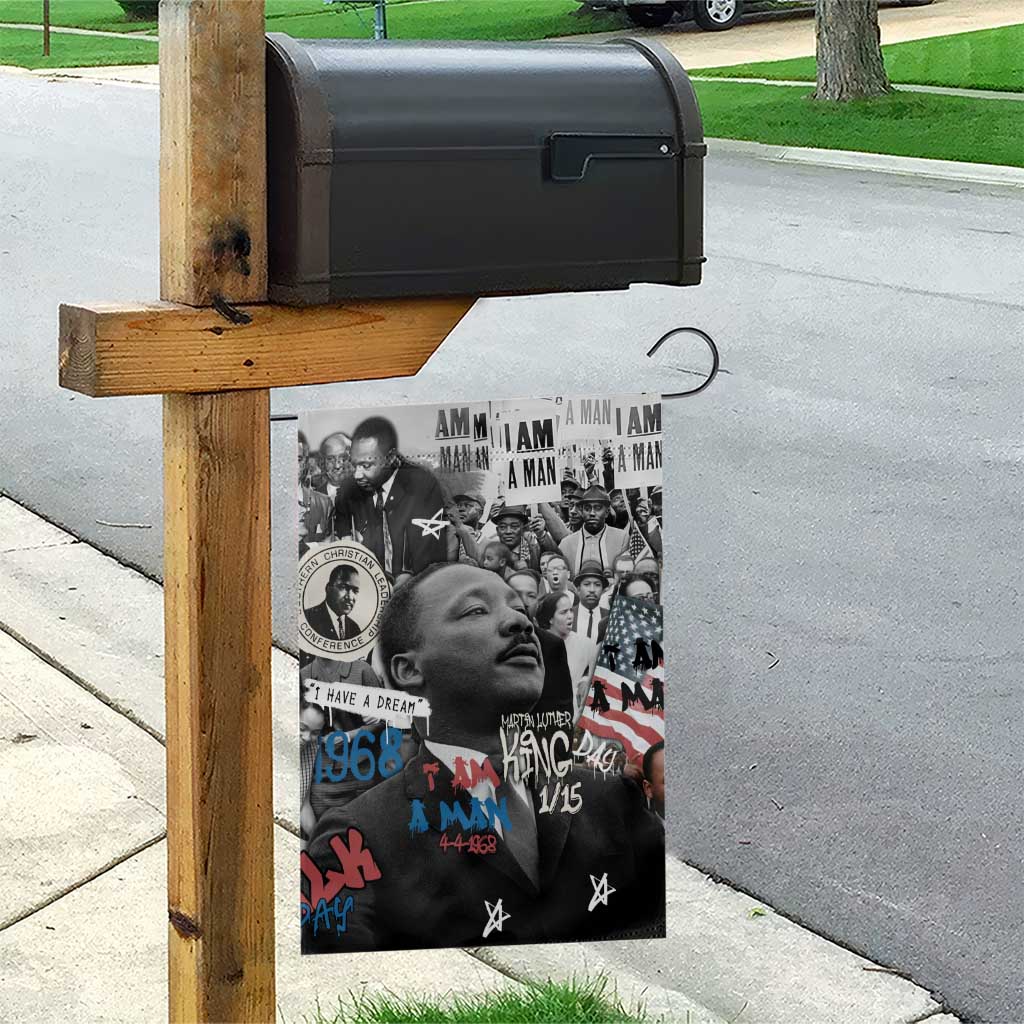 Martin Luther King Day Tribute Garden Flag Civil Rights Collage and Classic American Street Graffiti Colors - Wonder Print Shop