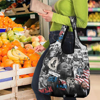 Martin Luther King Day Tribute Grocery Bag Civil Rights Collage and Classic American Street Graffiti Colors - Wonder Print Shop
