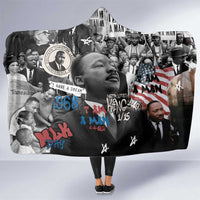 Martin Luther King Day Tribute Hooded Blanket Civil Rights Collage and Classic American Street Graffiti Colors - Wonder Print Shop