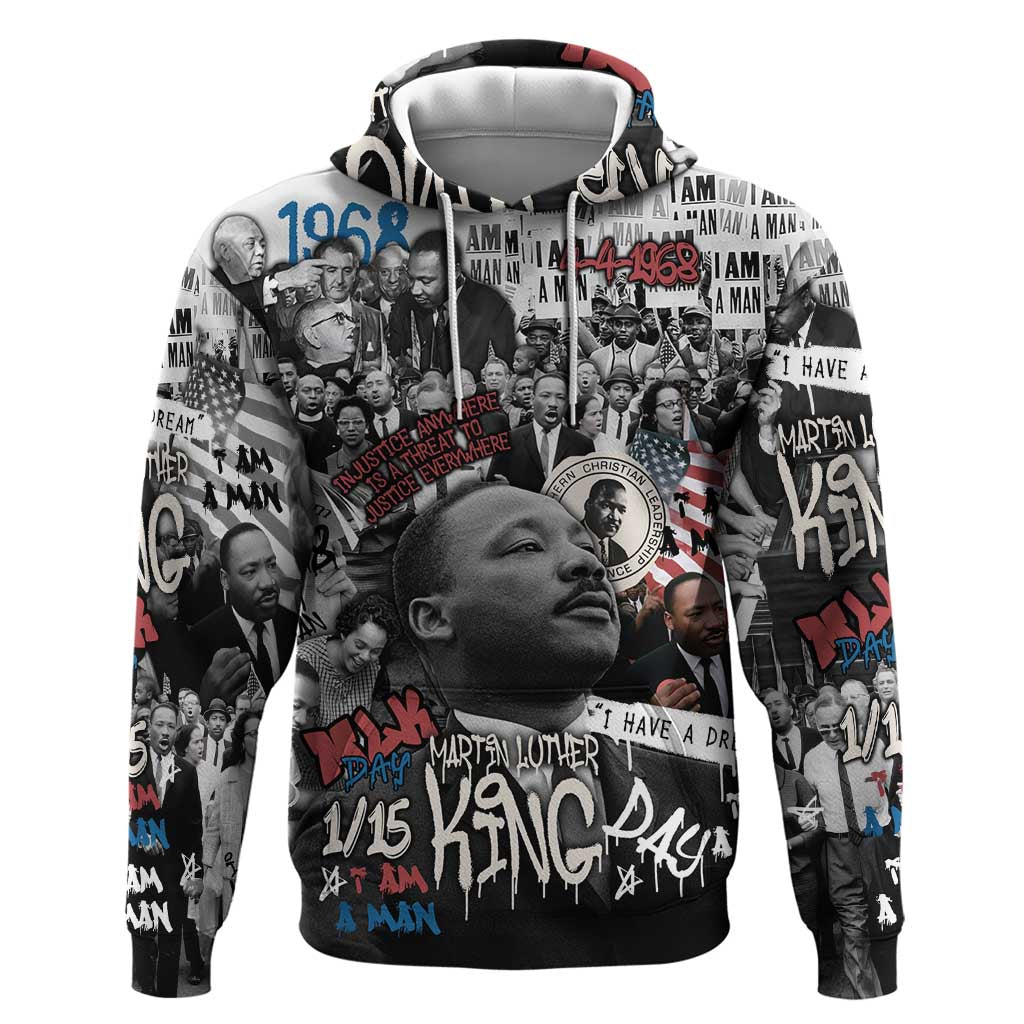Martin Luther King Day Tribute Hoodie Civil Rights Collage and Classic American Street Graffiti Colors - Wonder Print Shop