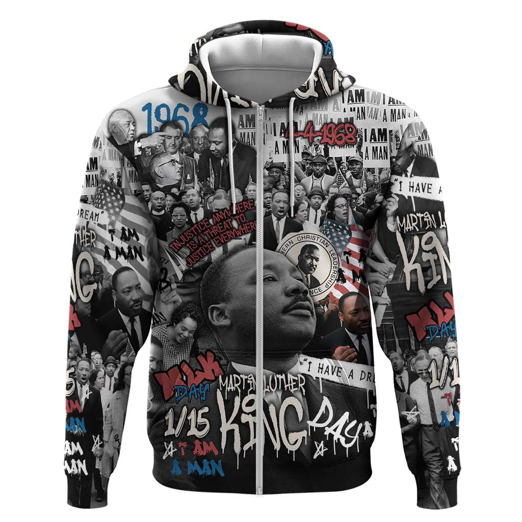 Martin Luther King Day Tribute Hoodie Civil Rights Collage and Classic American Street Graffiti Colors - Wonder Print Shop