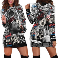 Martin Luther King Day Tribute Hoodie Dress Civil Rights Collage and Classic American Street Graffiti Colors - Wonder Print Shop