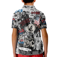 Martin Luther King Day Tribute Kid Polo Shirt Civil Rights Collage and Classic American Street Graffiti Colors - Wonder Print Shop