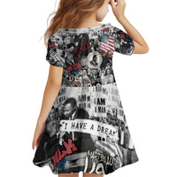 Martin Luther King Day Tribute Kid Short Sleeve Dress Civil Rights Collage and Classic American Street Graffiti Colors - Wonder Print Shop