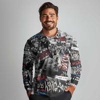 Martin Luther King Day Tribute Long Sleeve Polo Shirt Civil Rights Collage and Classic American Street Graffiti Colors - Wonder Print Shop