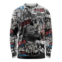 Martin Luther King Day Tribute Long Sleeve Shirt Civil Rights Collage and Classic American Street Graffiti Colors - Wonder Print Shop