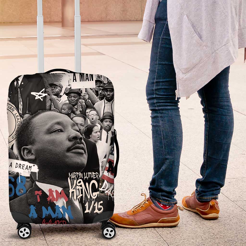 Martin Luther King Day Tribute Luggage Cover Civil Rights Collage and Classic American Street Graffiti Colors - Wonder Print Shop