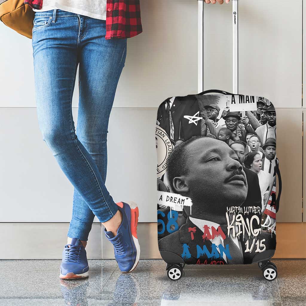 Martin Luther King Day Tribute Luggage Cover Civil Rights Collage and Classic American Street Graffiti Colors - Wonder Print Shop