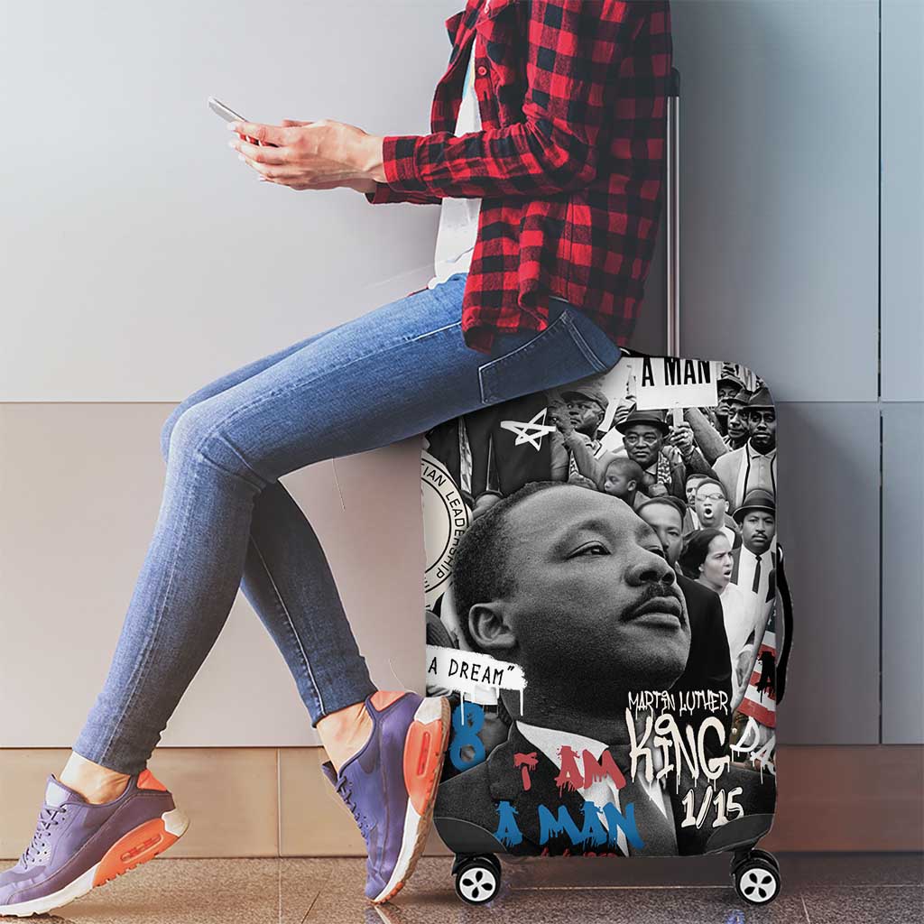 Martin Luther King Day Tribute Luggage Cover Civil Rights Collage and Classic American Street Graffiti Colors - Wonder Print Shop