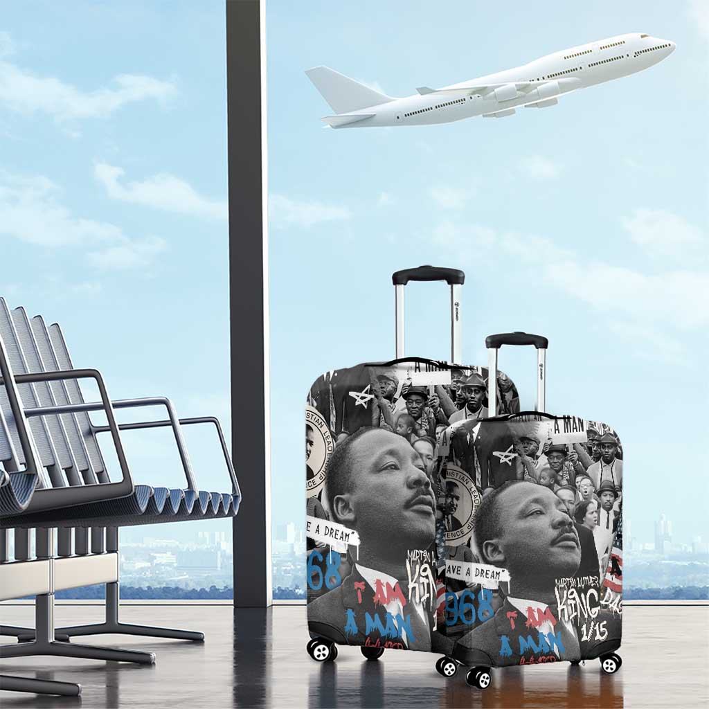 Martin Luther King Day Tribute Luggage Cover Civil Rights Collage and Classic American Street Graffiti Colors - Wonder Print Shop