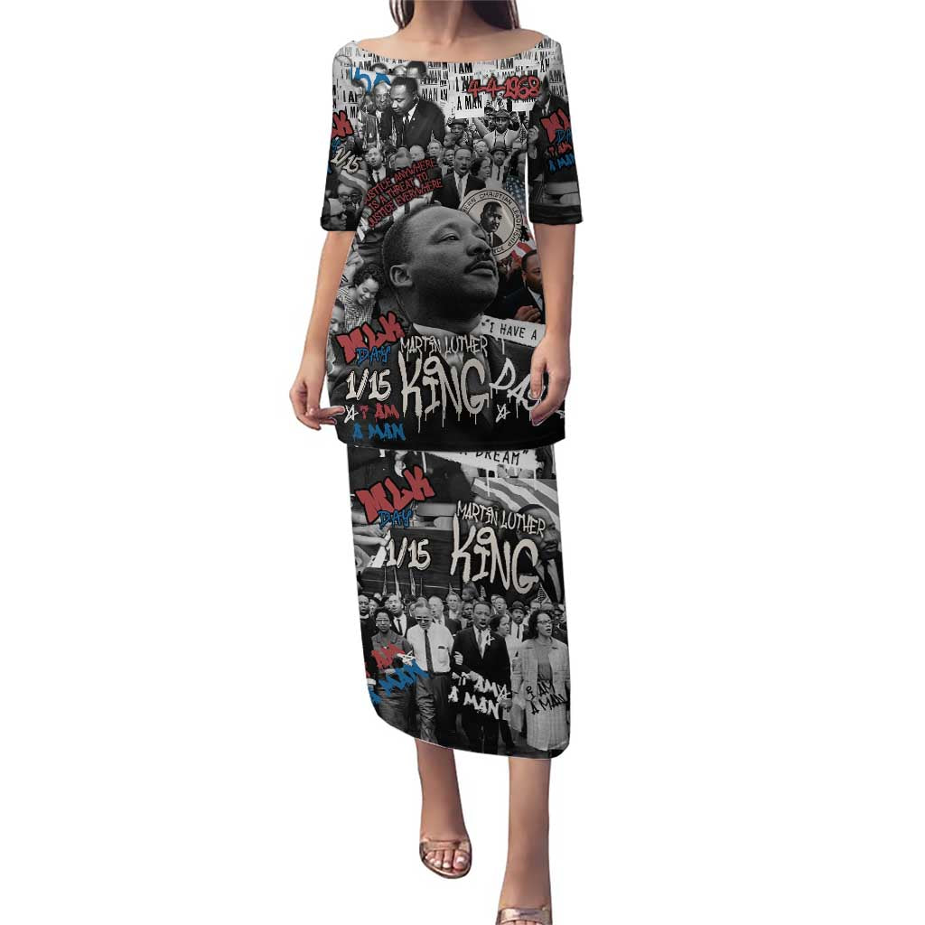 Martin Luther King Day Tribute Puletasi Civil Rights Collage and Classic American Street Graffiti Colors - Wonder Print Shop