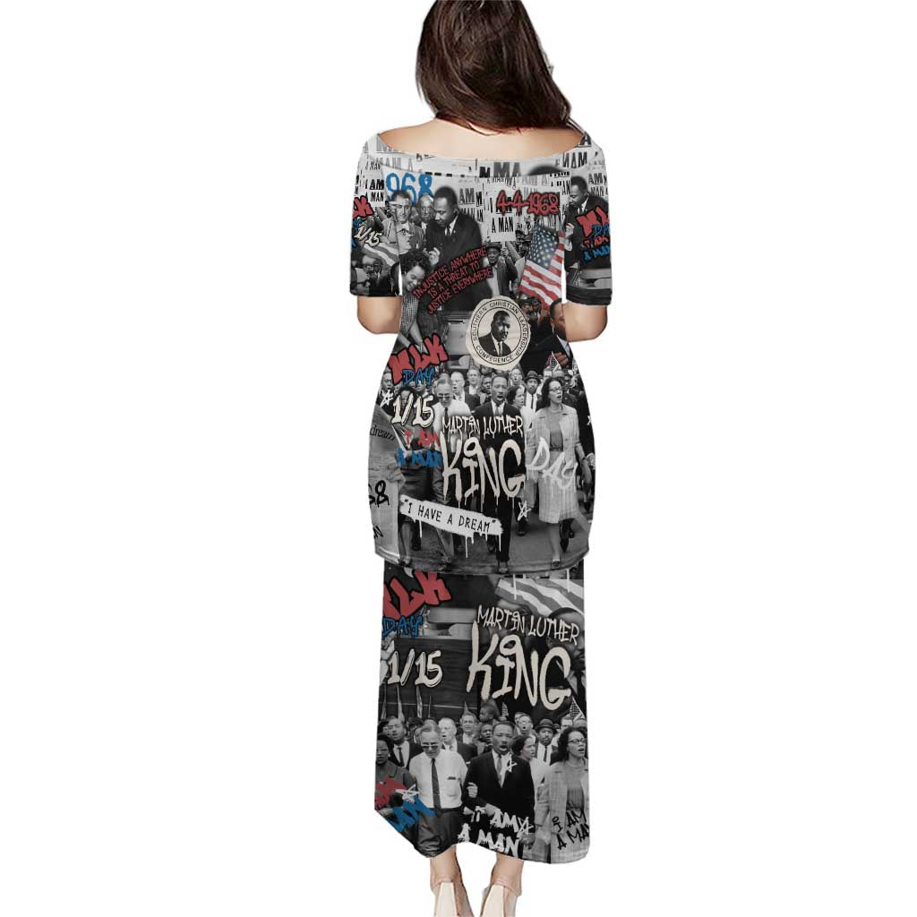 Martin Luther King Day Tribute Puletasi Civil Rights Collage and Classic American Street Graffiti Colors - Wonder Print Shop