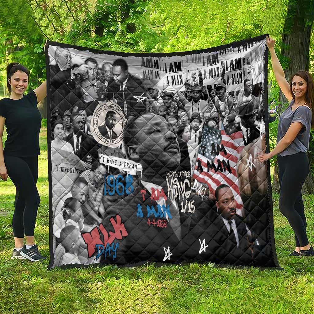 Martin Luther King Day Tribute Quilt Civil Rights Collage and Classic American Street Graffiti Colors - Wonder Print Shop