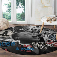 Martin Luther King Day Tribute Round Carpet Civil Rights Collage and Classic American Street Graffiti Colors - Wonder Print Shop