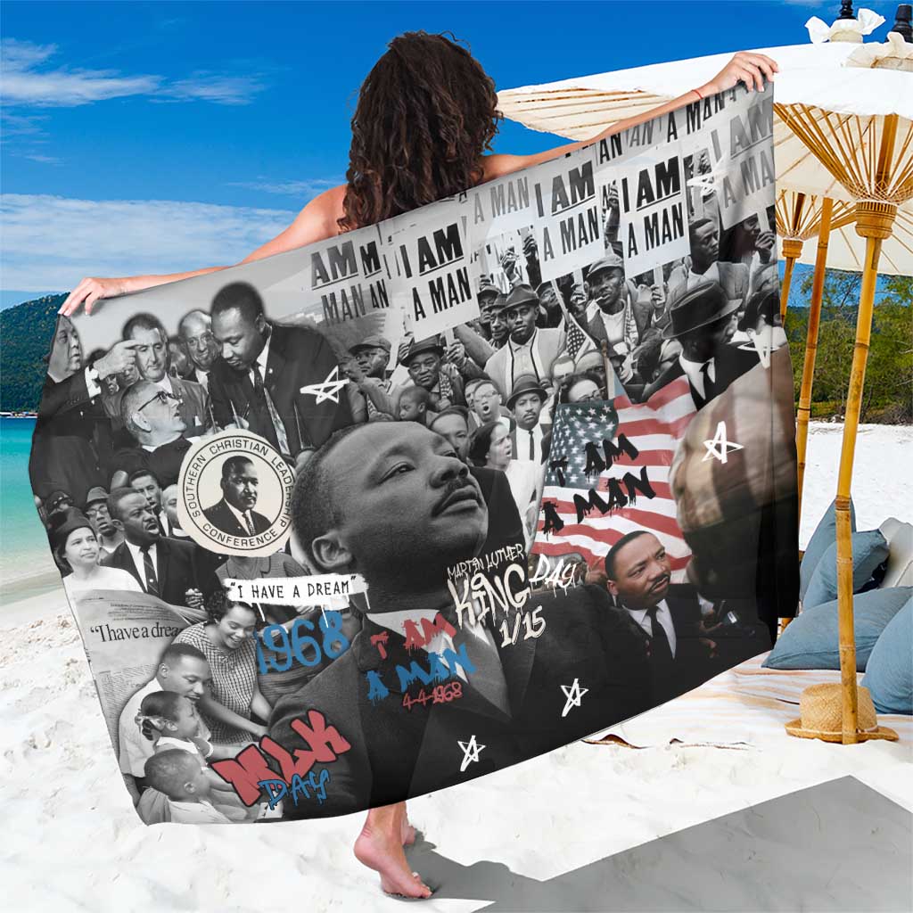 Martin Luther King Day Tribute Sarong Civil Rights Collage and Classic American Street Graffiti Colors - Wonder Print Shop