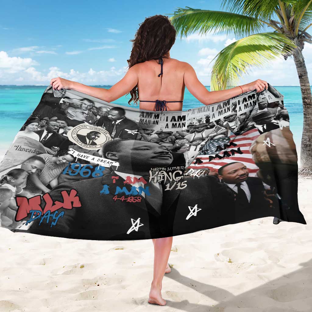 Martin Luther King Day Tribute Sarong Civil Rights Collage and Classic American Street Graffiti Colors - Wonder Print Shop