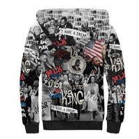 Martin Luther King Day Tribute Sherpa Hoodie Civil Rights Collage and Classic American Street Graffiti Colors - Wonder Print Shop