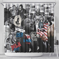 Martin Luther King Day Tribute Shower Curtain Civil Rights Collage and Classic American Street Graffiti Colors - Wonder Print Shop