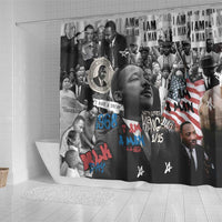 Martin Luther King Day Tribute Shower Curtain Civil Rights Collage and Classic American Street Graffiti Colors - Wonder Print Shop