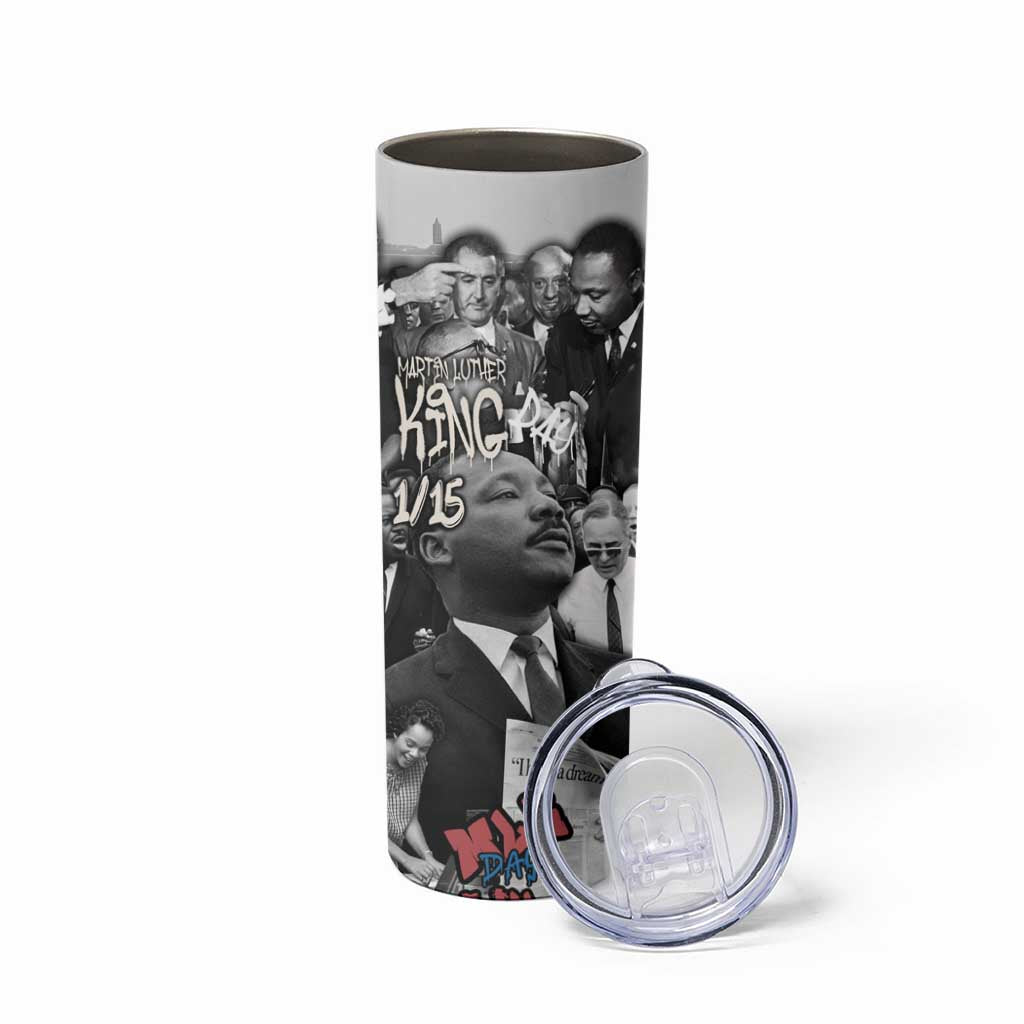 Martin Luther King Day Tribute Skinny Tumbler Civil Rights Collage and Classic American Street Graffiti Colors - Wonder Print Shop