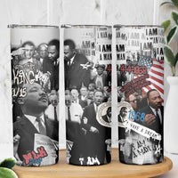 Martin Luther King Day Tribute Skinny Tumbler Civil Rights Collage and Classic American Street Graffiti Colors - Wonder Print Shop
