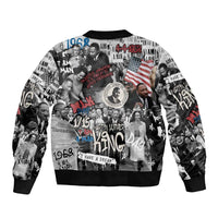 Martin Luther King Day Tribute Sleeve Zip Bomber Jacket Civil Rights Collage and Classic American Street Graffiti Colors - Wonder Print Shop