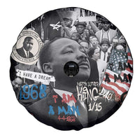 Martin Luther King Day Tribute Spare Tire Cover Civil Rights Collage and Classic American Street Graffiti Colors - Wonder Print Shop