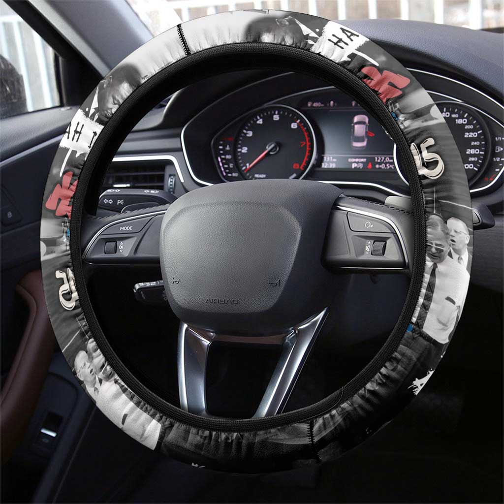 Martin Luther King Day Tribute Steering Wheel Cover Civil Rights Collage and Classic American Street Graffiti Colors - Wonder Print Shop