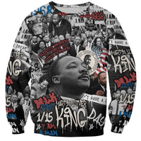 Martin Luther King Day Tribute Sweatshirt Civil Rights Collage and Classic American Street Graffiti Colors - Wonder Print Shop