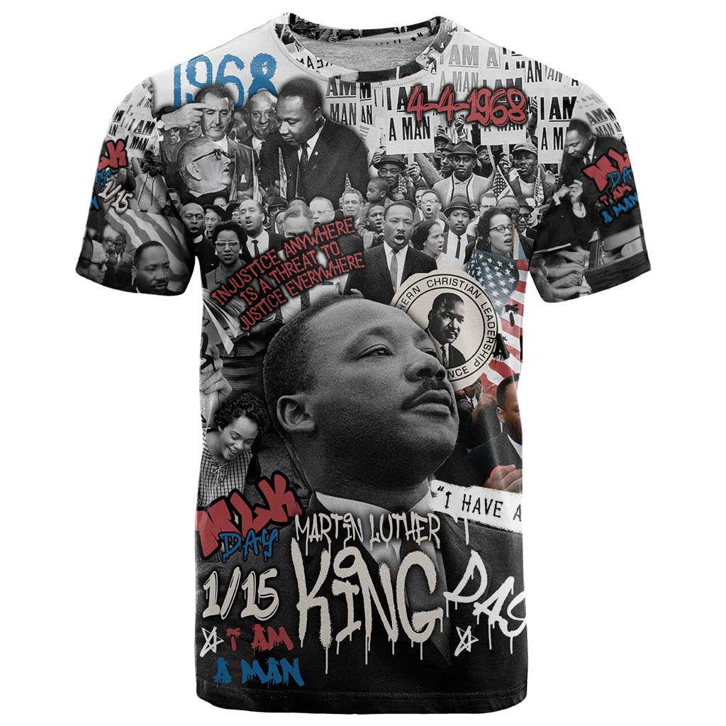 Martin Luther King Day Tribute T Shirt Civil Rights Collage and Classic American Street Graffiti Colors - Wonder Print Shop