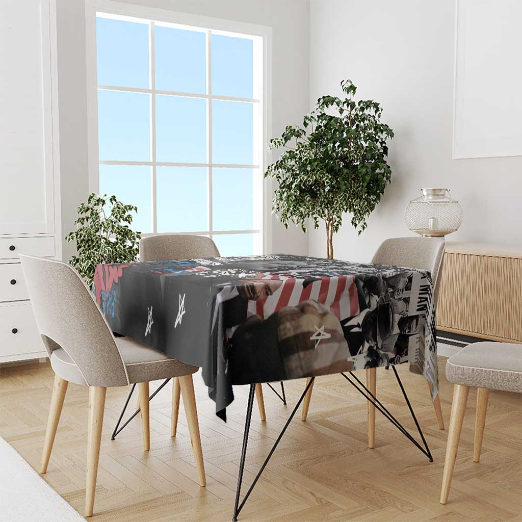 Martin Luther King Day Tribute Tablecloth Civil Rights Collage and Classic American Street Graffiti Colors - Wonder Print Shop