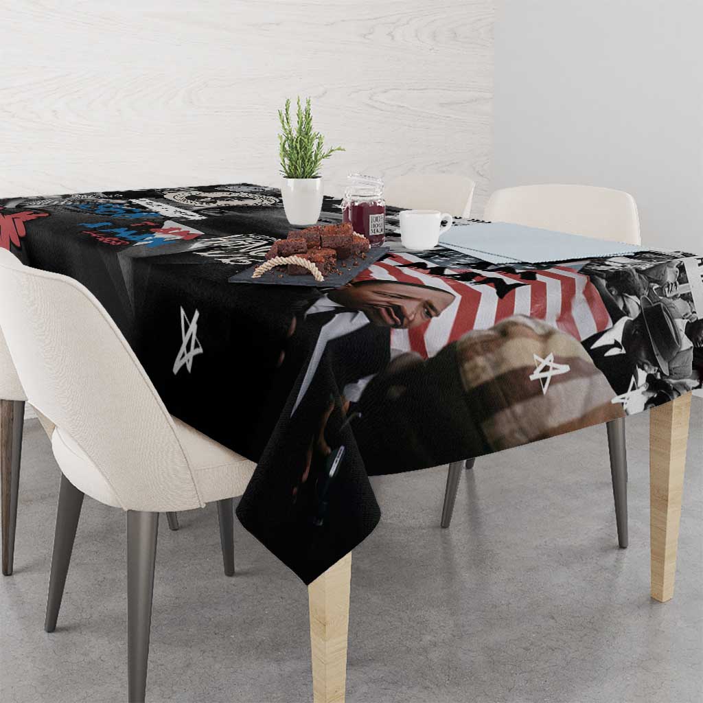 Martin Luther King Day Tribute Tablecloth Civil Rights Collage and Classic American Street Graffiti Colors - Wonder Print Shop
