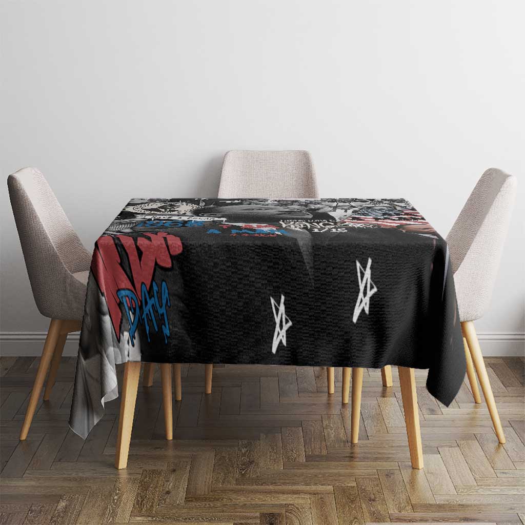 Martin Luther King Day Tribute Tablecloth Civil Rights Collage and Classic American Street Graffiti Colors - Wonder Print Shop