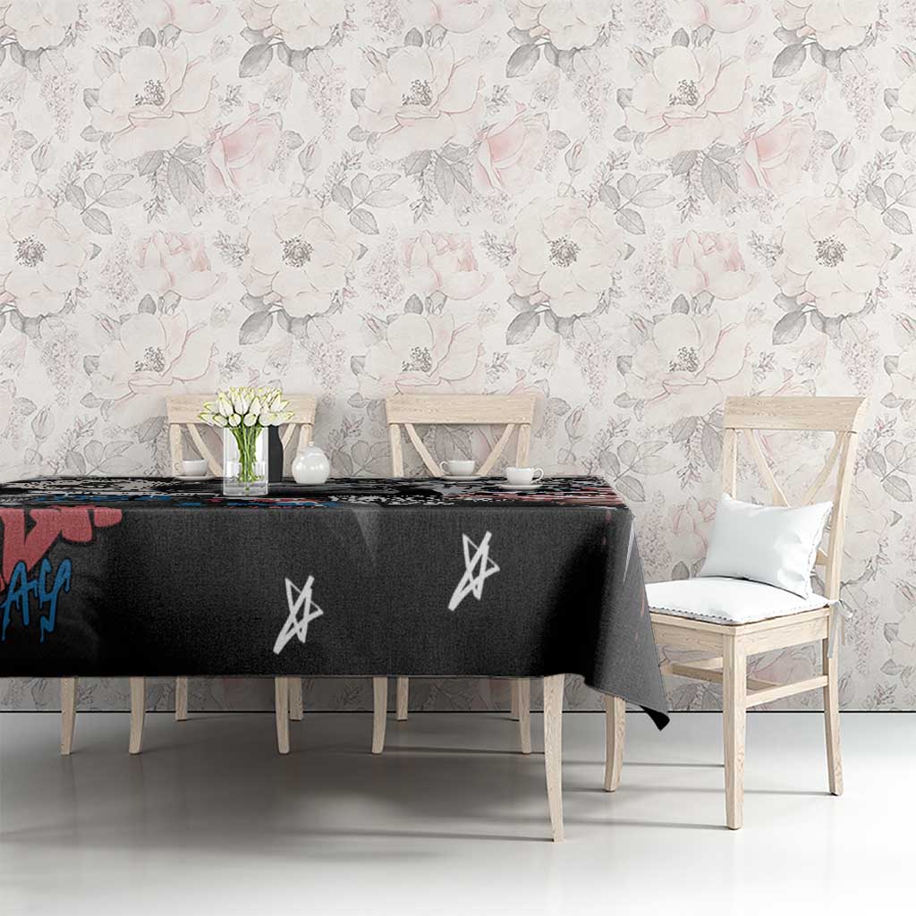 Martin Luther King Day Tribute Tablecloth Civil Rights Collage and Classic American Street Graffiti Colors - Wonder Print Shop