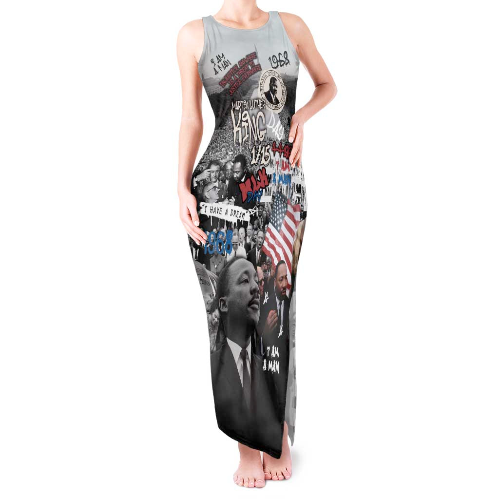 Martin Luther King Day Tribute Tank Maxi Dress Civil Rights Collage and Classic American Street Graffiti Colors - Wonder Print Shop