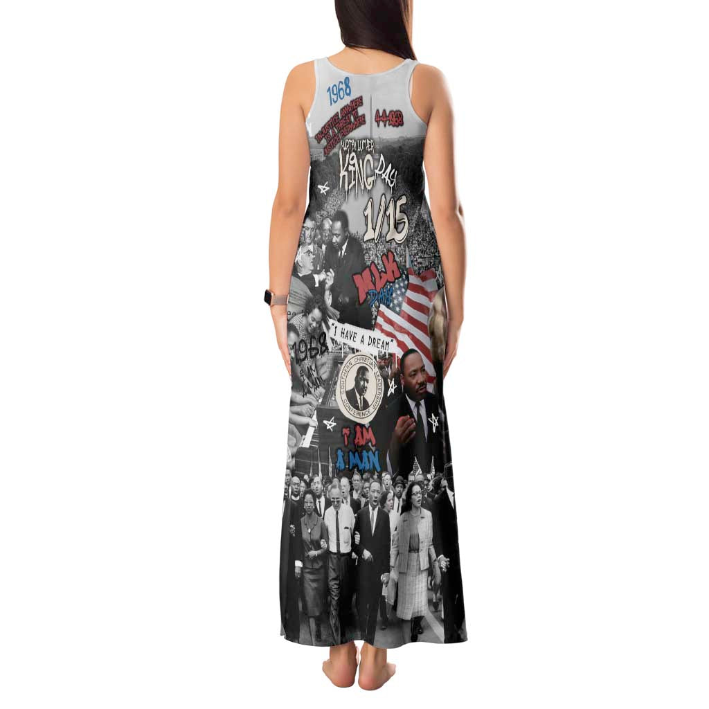 Martin Luther King Day Tribute Tank Maxi Dress Civil Rights Collage and Classic American Street Graffiti Colors - Wonder Print Shop