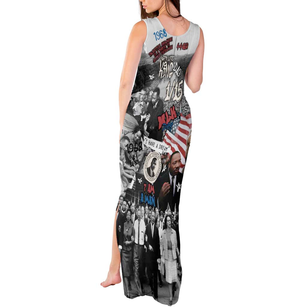 Martin Luther King Day Tribute Tank Maxi Dress Civil Rights Collage and Classic American Street Graffiti Colors - Wonder Print Shop