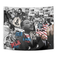 Martin Luther King Day Tribute Tapestry Civil Rights Collage and Classic American Street Graffiti Colors - Wonder Print Shop