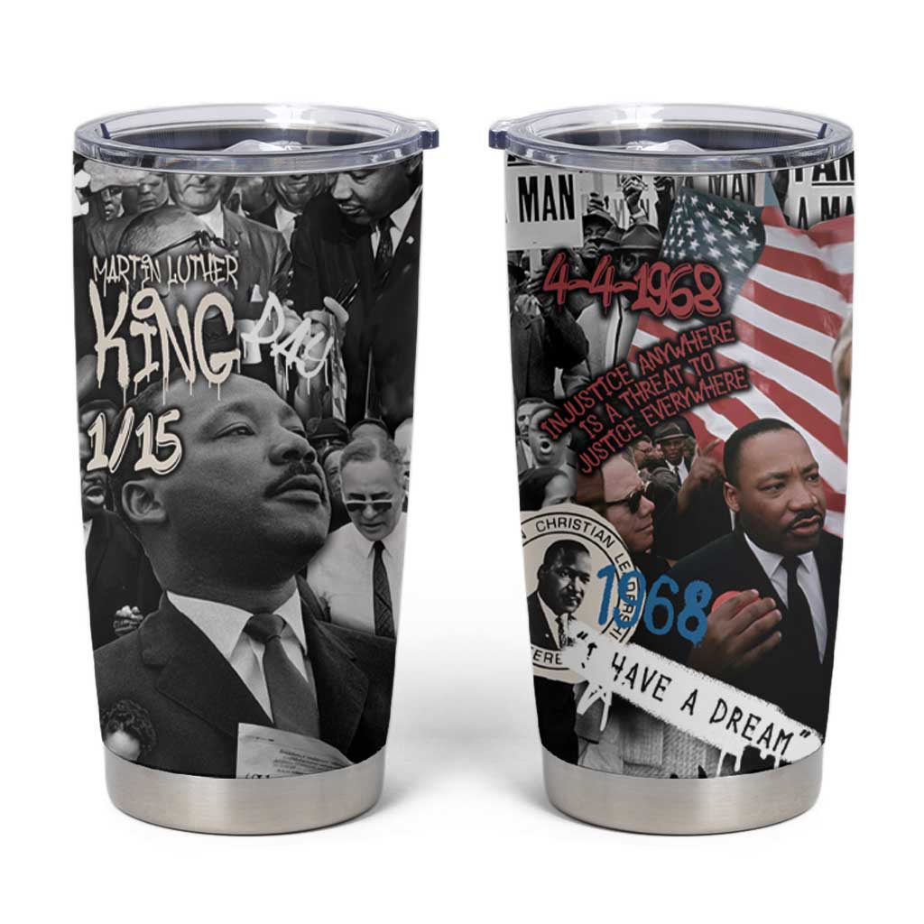Martin Luther King Day Tribute Tumbler Cup Civil Rights Collage and Classic American Street Graffiti Colors - Wonder Print Shop