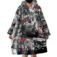 Martin Luther King Day Tribute Wearable Blanket Hoodie Civil Rights Collage and Classic American Street Graffiti Colors - Wonder Print Shop