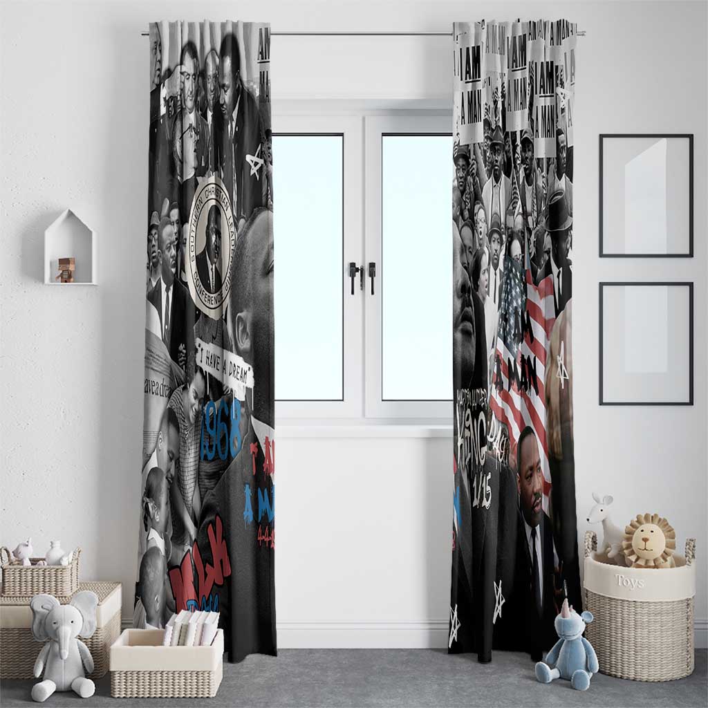 Martin Luther King Day Tribute Window Curtain Civil Rights Collage and Classic American Street Graffiti Colors - Wonder Print Shop